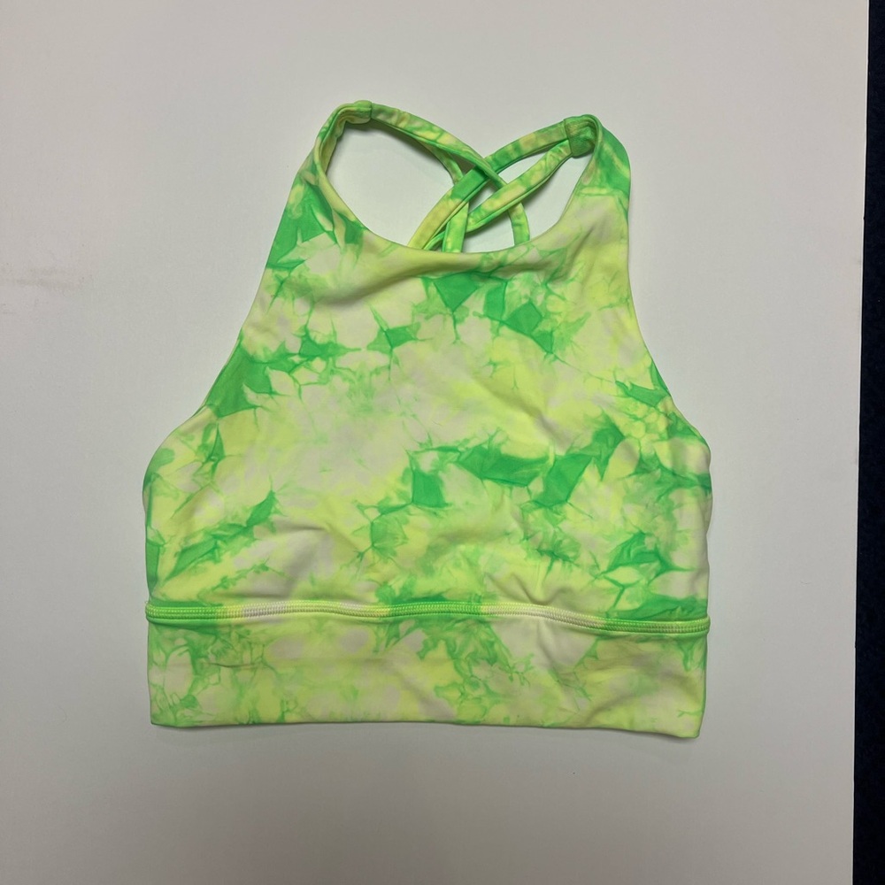 Lululemon Green and Yellow Tie-Dye Sports Bra/tank